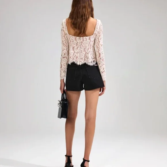 Self-Portrait Cream Cord Lace Top With Bows NEW - Picture 2 of 7